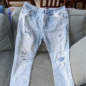 American Eagle AE AirFlex Patched Faded Slim Stretch Jeans